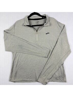 Brooks Run Happy 1/4 Zip Running Pullover Gray Thumbholes Women's XXL